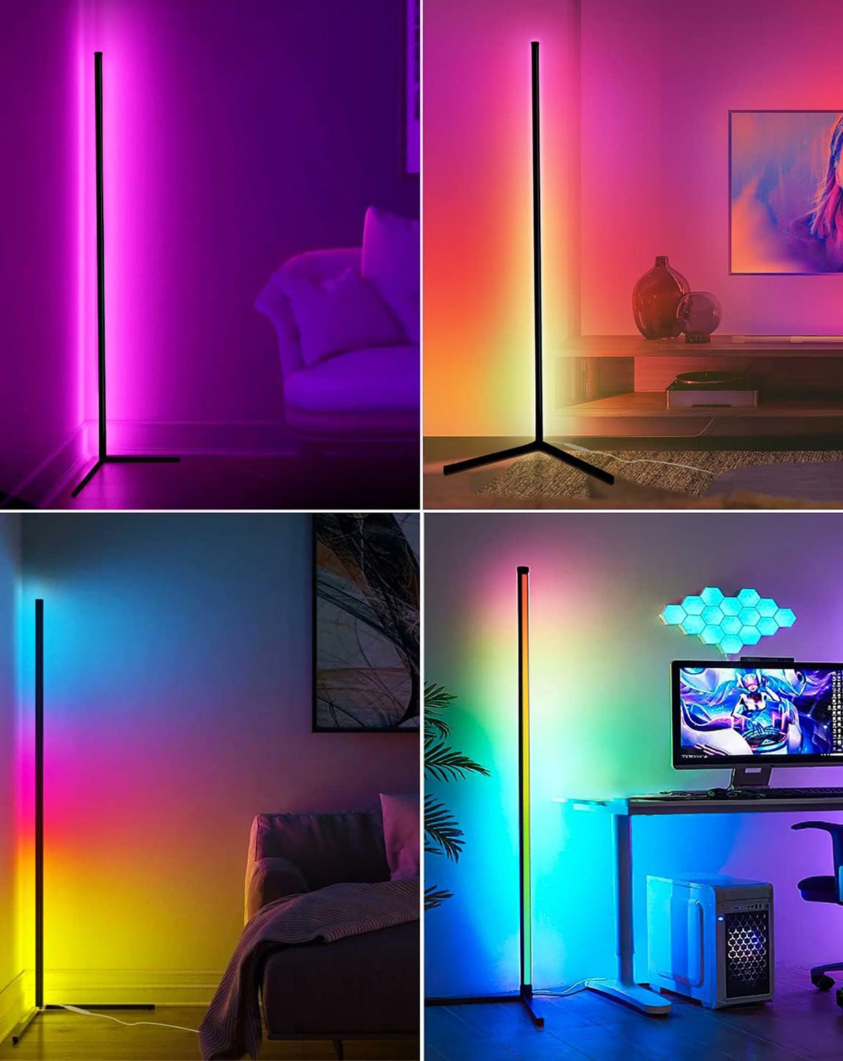 RGB-LED-Eckstehleuchte mit App- und Fernbedienung – Bild 4