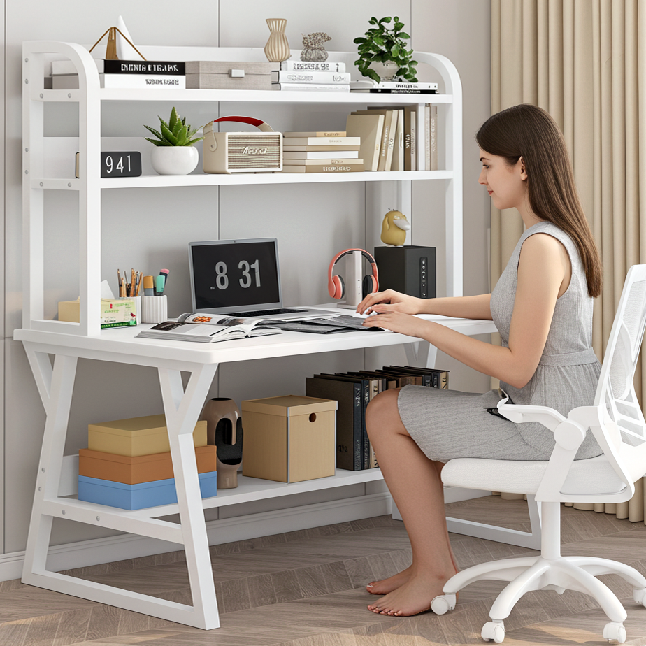 Aspire Schreibtisch mit Bücherregal in Weiß, 120 cm – Bild 5