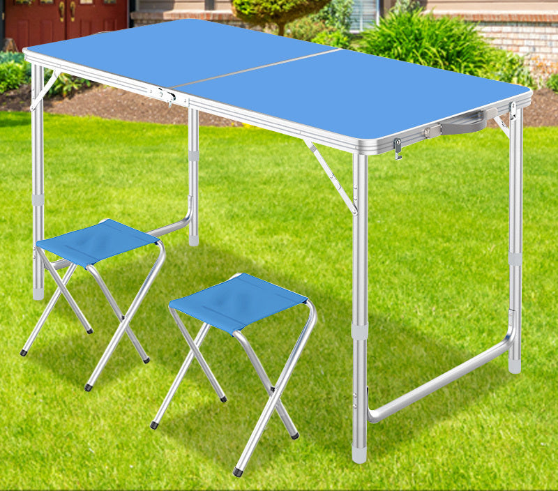 3-teiliges Klapptisch-Set mit zwei Hockern, Blau – Bild 3