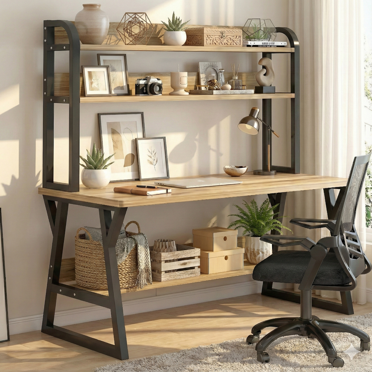 Aspire Schreibtisch mit Bücherregal, Eiche rustikal – Bild 5