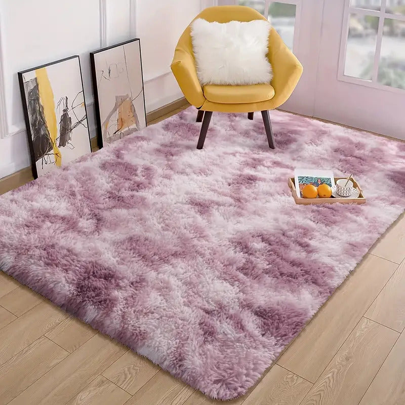 Hochflor-Teppich Pflaume im Batik-Look, 140 x 200 cm