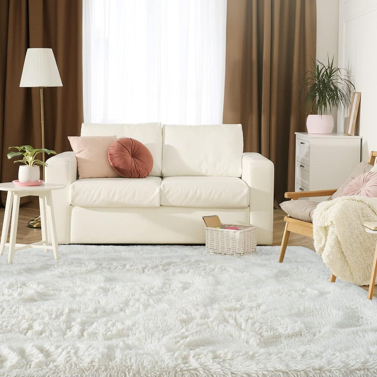 Weicher Hochflor-Teppich in Creme, 160 x 230 cm – Bild 5