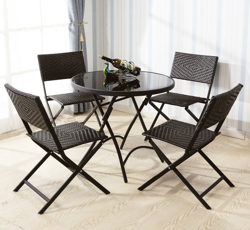 4er-Set Klappstühle aus wetterfestem Polyrattan
