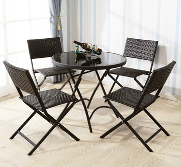 4er-Set Klappstühle aus wetterfestem Polyrattan