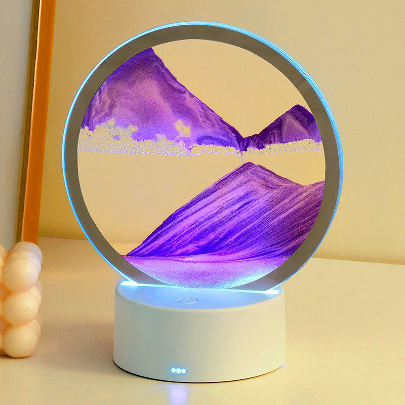 Sandbild-Tischleuchte mit RGB-Licht in Violett – Bild 3