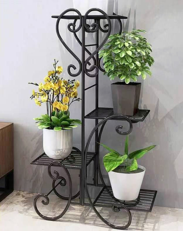 Pflanzenregal mit 4 Ebenen aus Metall in Schwarz – Bild 3