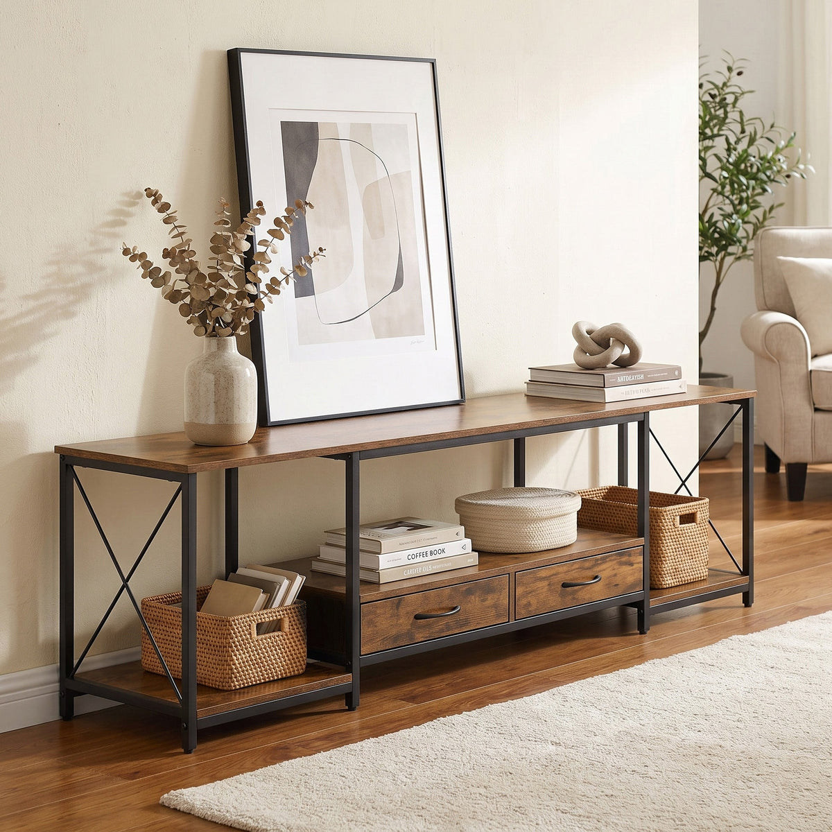 TV-Lowboard Milan, 175 cm, mit zwei Stoffschubladen – Bild 5