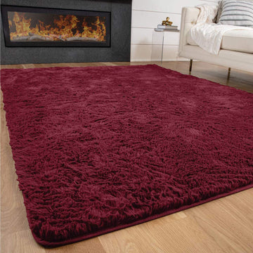 Weicher Hochflor-Teppich in Weinrot, 160 x 230 cm