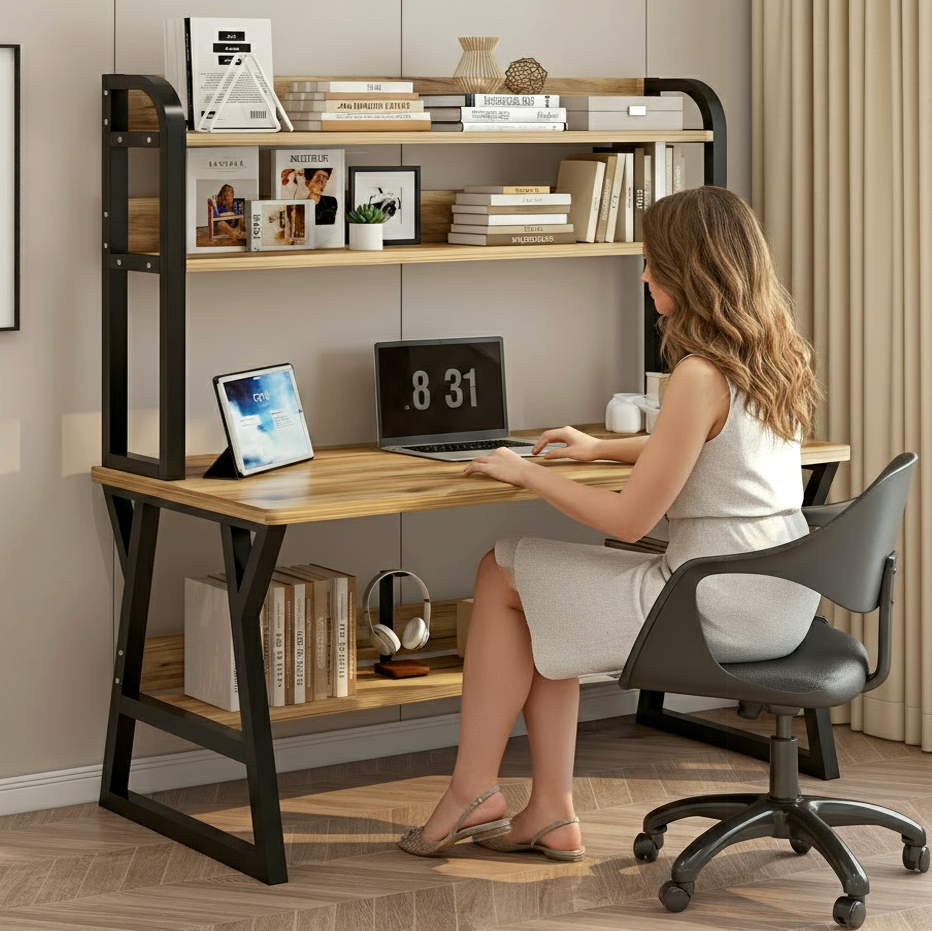 Aspire Schreibtisch mit Bücherregal, Eiche rustikal – Bild 4