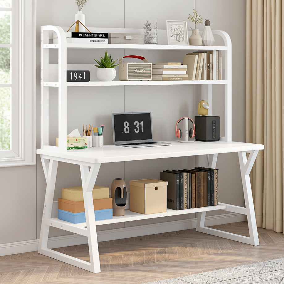 Aspire Schreibtisch mit Bücherregal in Weiß, 120 cm – Bild 3