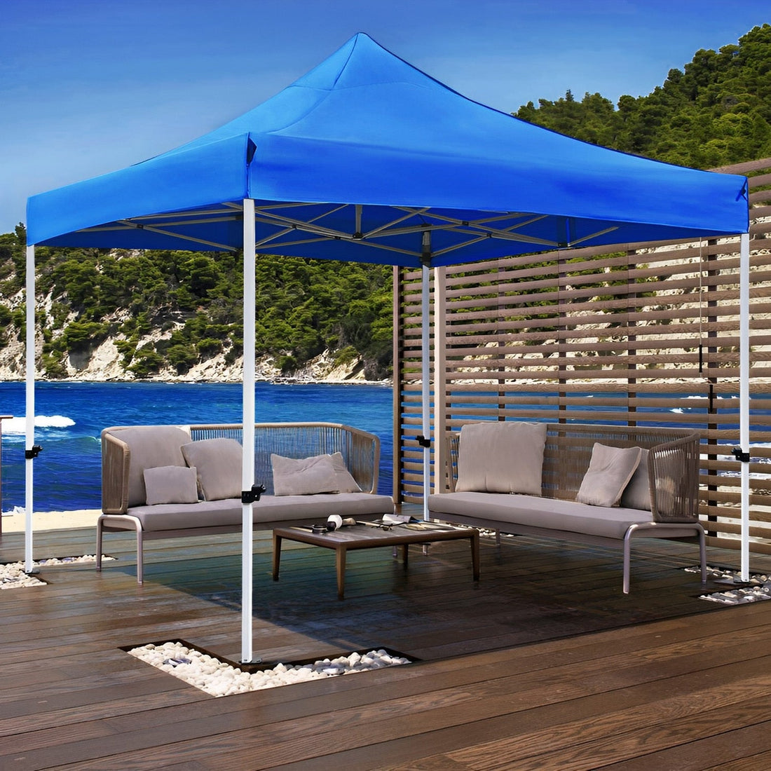 Pop-up-Pavillon 3 x 3 m mit wasserdichtem Dach, Blau