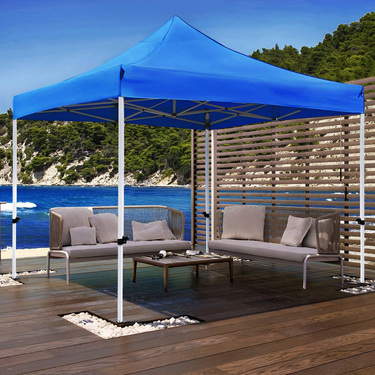 Pop-up-Pavillon 3 x 3 m mit wasserdichtem Dach, Blau