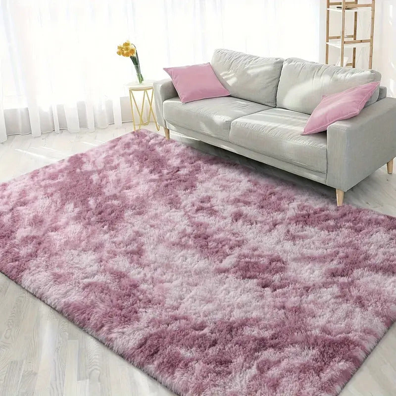 Hochflor-Teppich Pflaume im Batik-Look, 140 x 200 cm – Bild 5