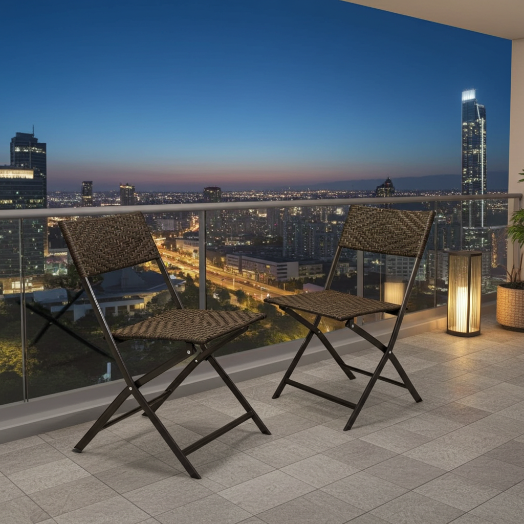 2er-Set Klappstühle aus wetterfestem Polyrattan – Bild 5