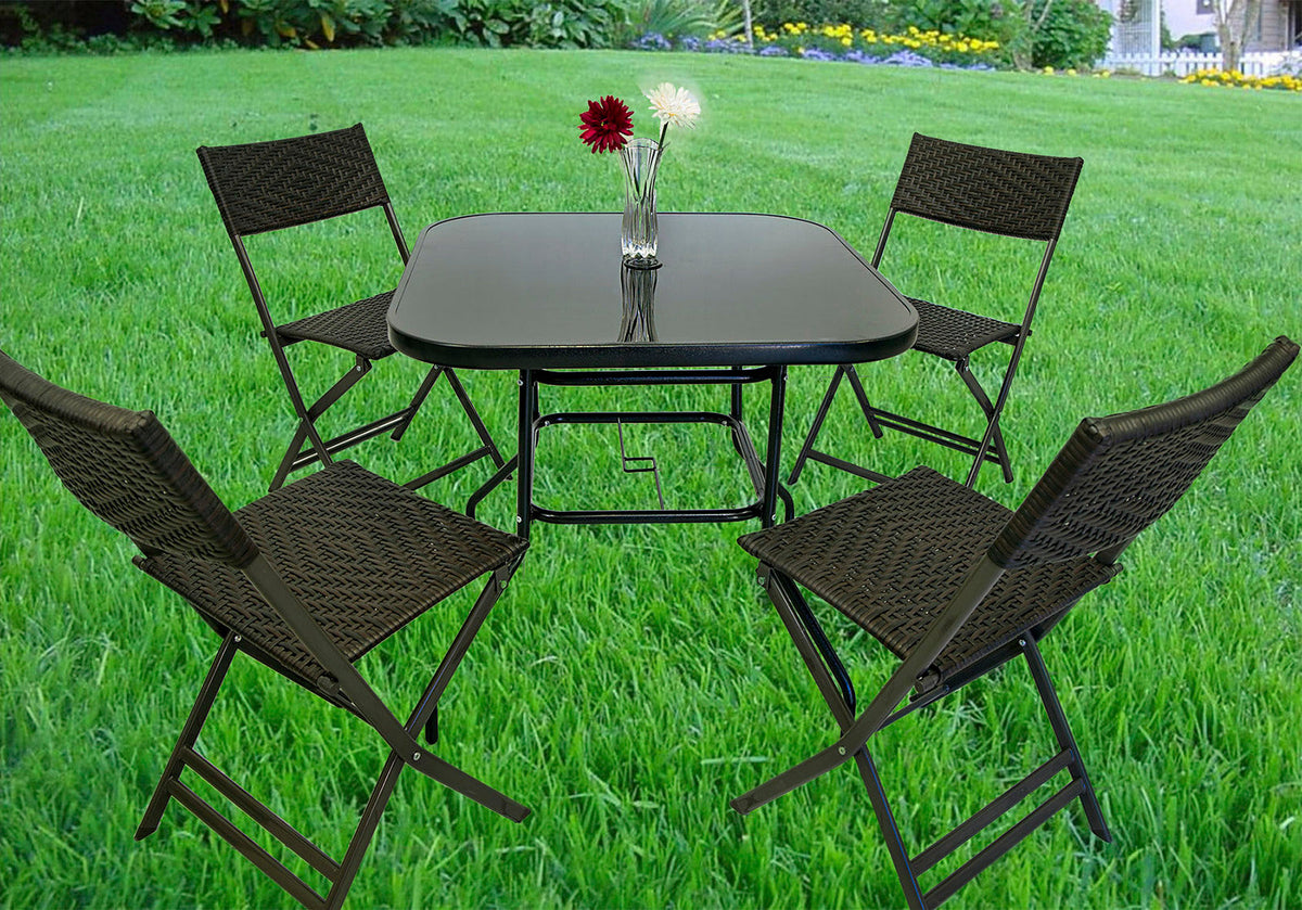 4er-Set Klappstühle aus wetterfestem Polyrattan – Bild 3