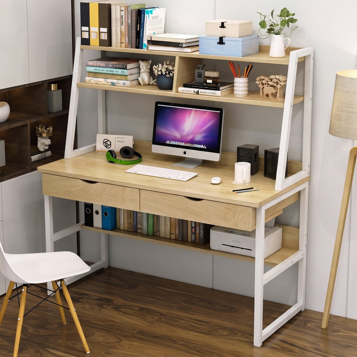 Enterprise Schreibtisch mit Regal und zwei Schubladen – Bild 6