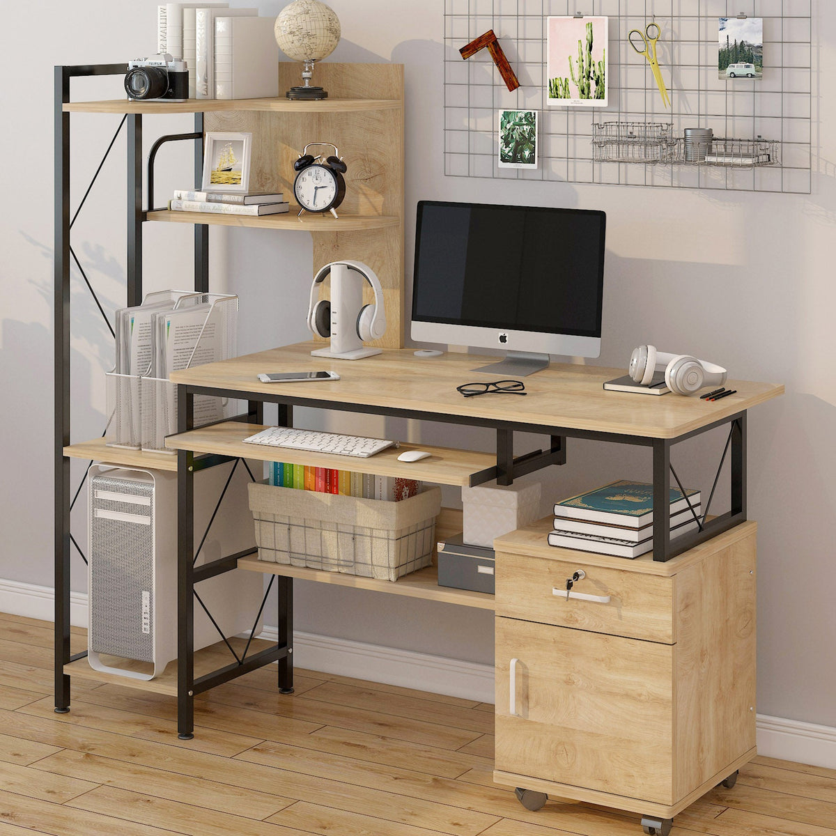 Prime Schreibtisch mit Regal, Schrank und Schublade – Bild 4