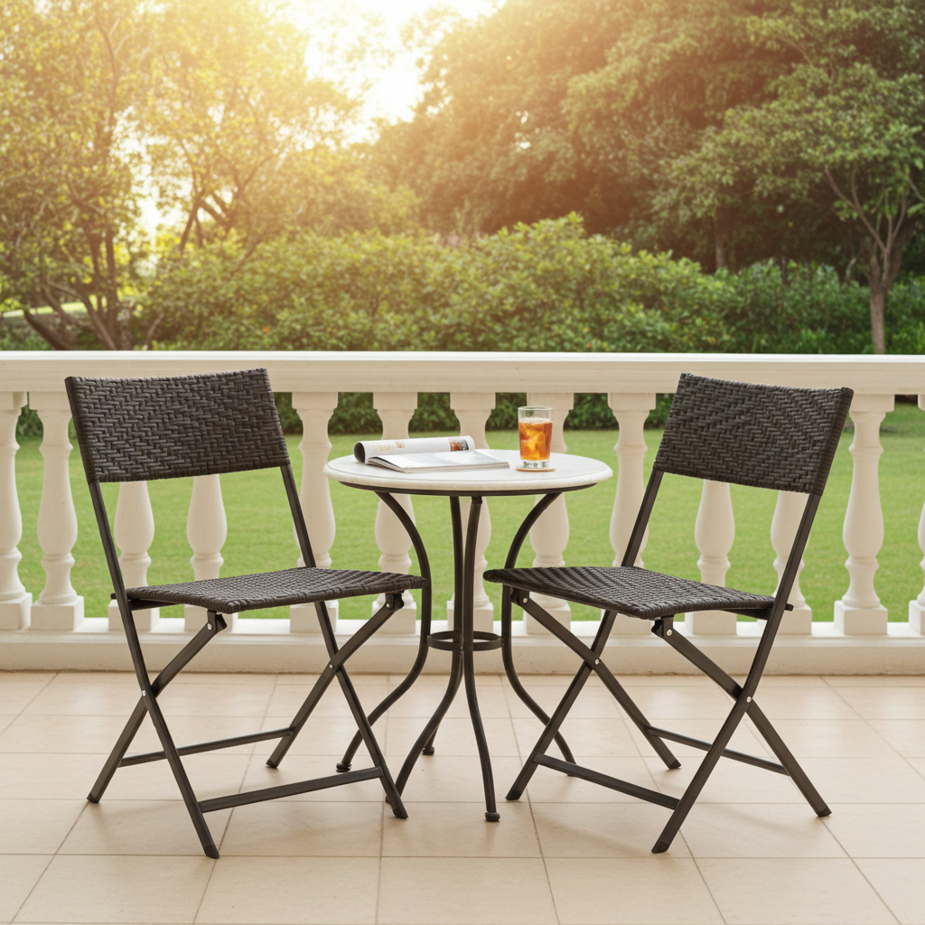 2er-Set Klappstühle aus wetterfestem Polyrattan
