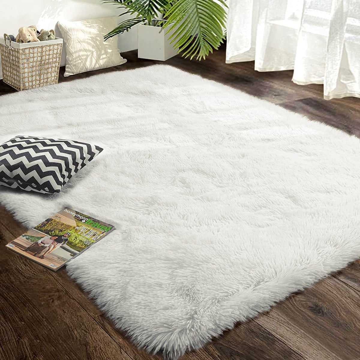 Weicher Hochflor-Teppich in Creme, 160 x 230 cm – Bild 4