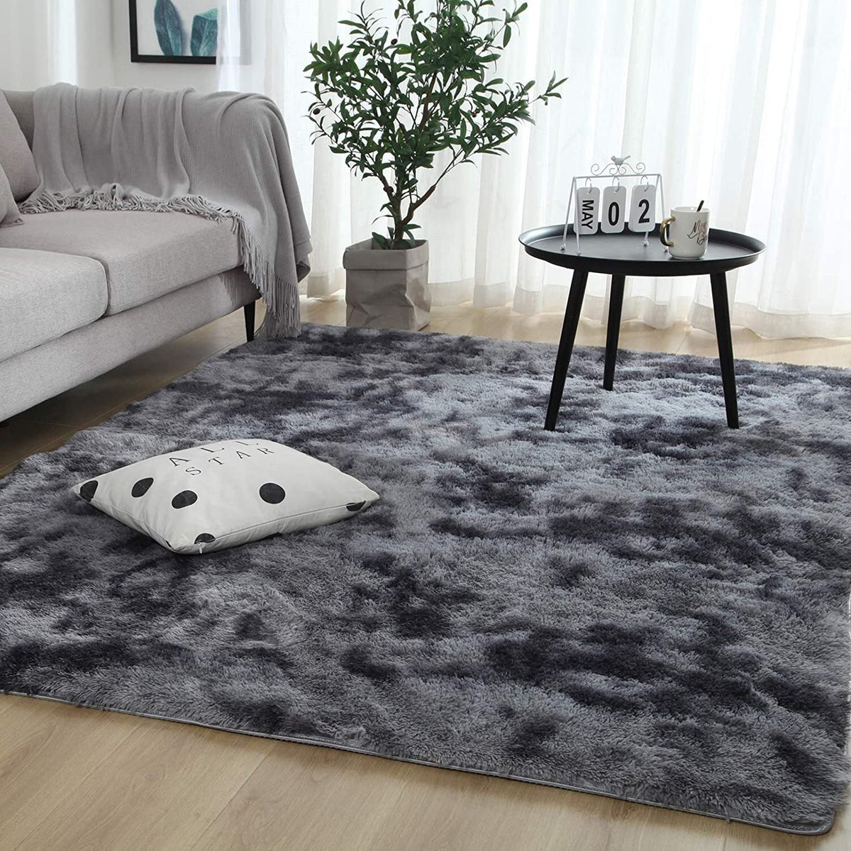 XL Hochflor-Teppich in Anthrazit &amp; Grau, 200 x 300 cm – Bild 4