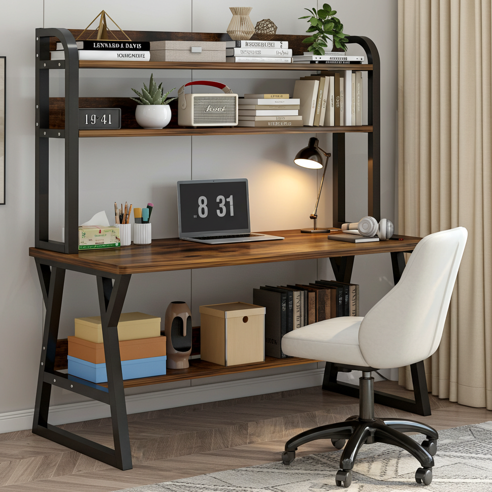 Aspire Schreibtisch mit Bücherregal, Holzoptik rustikal – Bild 2