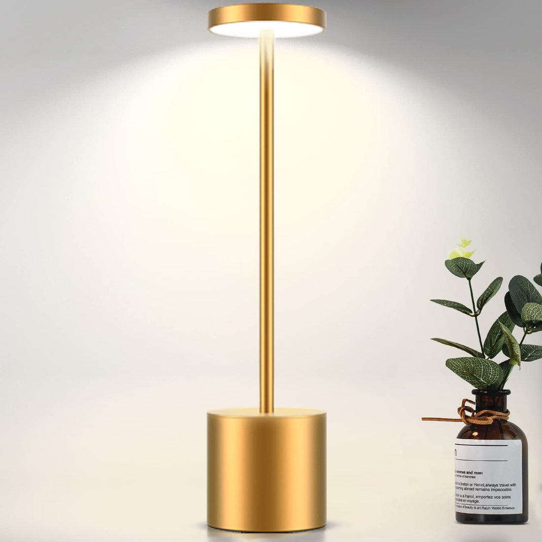 Kabellose LED-Tischleuchte aus Metall, 35 cm, Gold