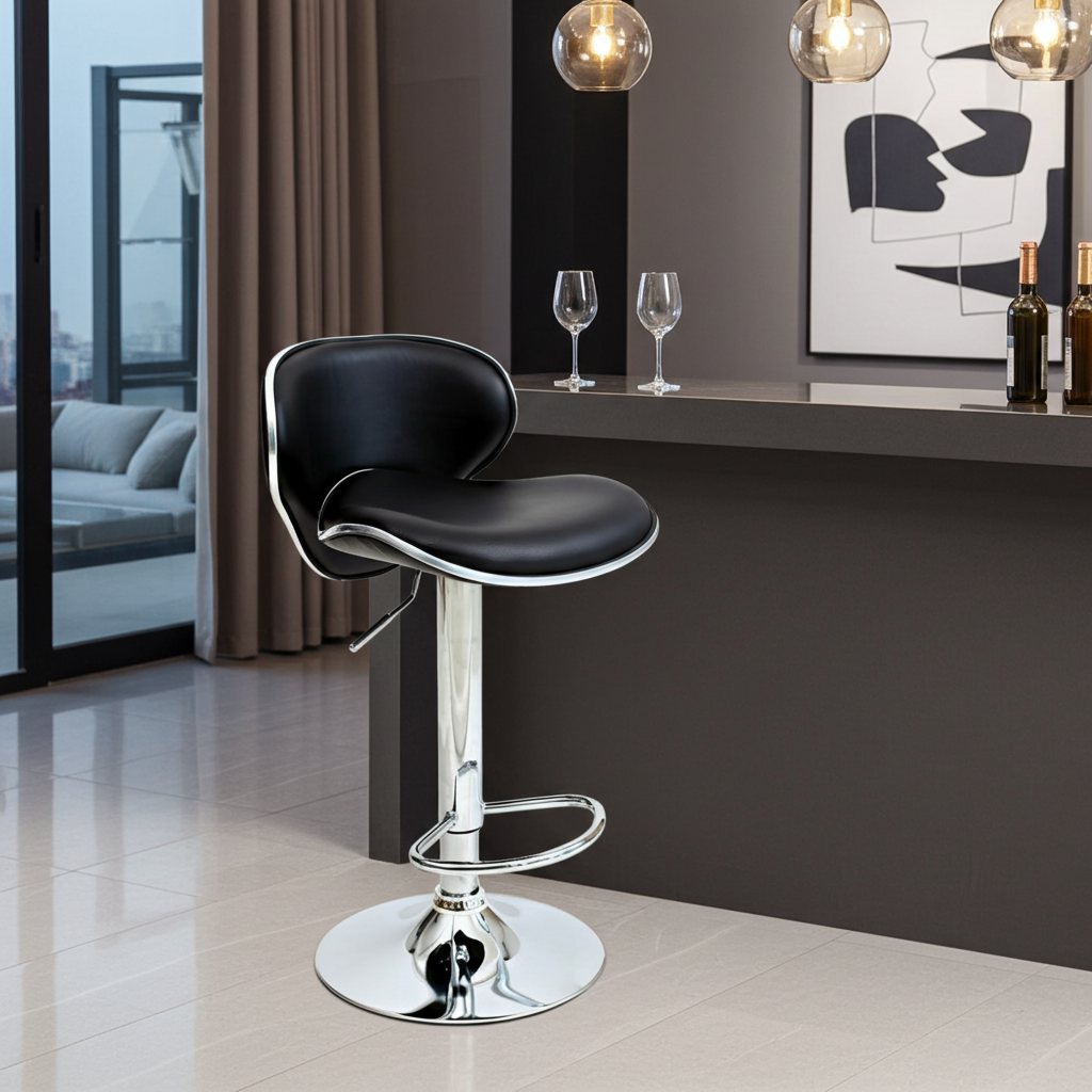 Barhocker Resort aus PU-Leder in Schwarz, 2er-Set – Bild 5
