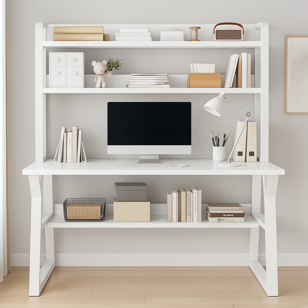 Aspire Schreibtisch mit Bücherregal in Weiß, 120 cm – Bild 2