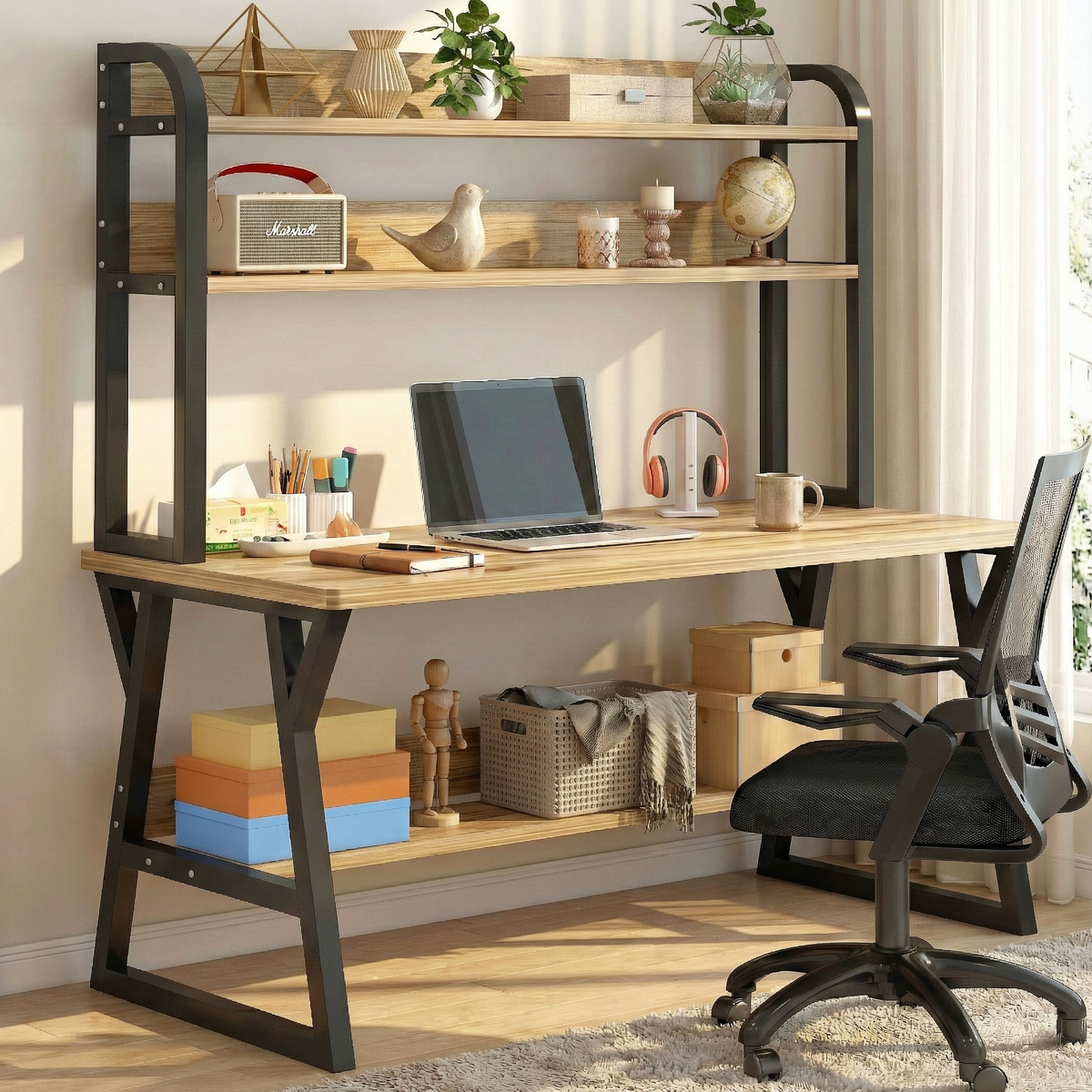 Aspire Schreibtisch mit Bücherregal, Eiche rustikal – Bild 3