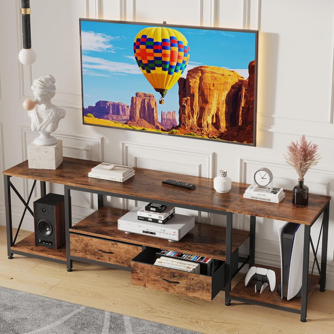 TV-Lowboard Milan, 175 cm, mit zwei Stoffschubladen