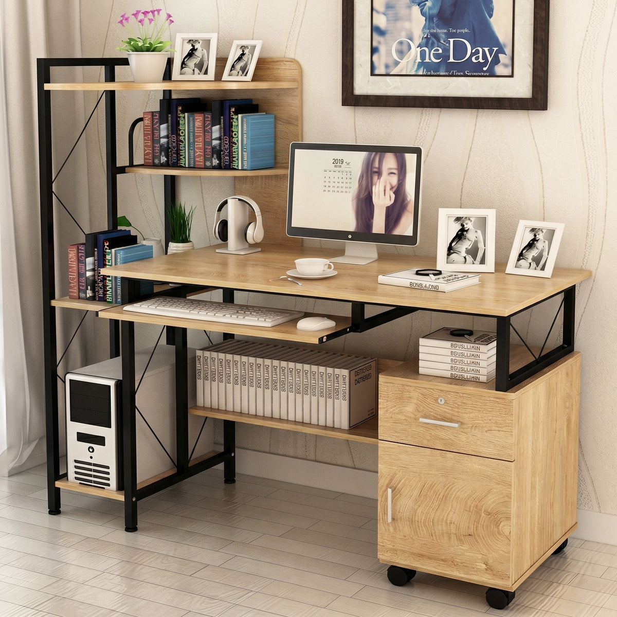 Prime Schreibtisch mit Regal, Schrank und Schublade – Bild 5