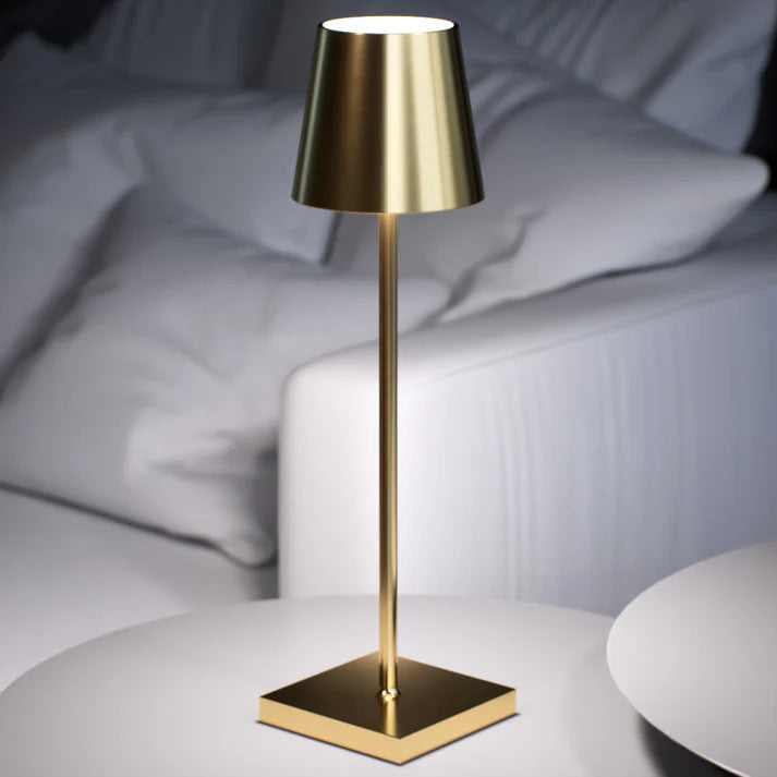 Kabellose LED-Tischleuchte mit Aluminiumsockel, Gold – Bild 2