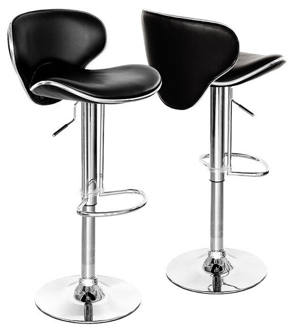 Barhocker Resort aus PU-Leder in Schwarz, 2er-Set