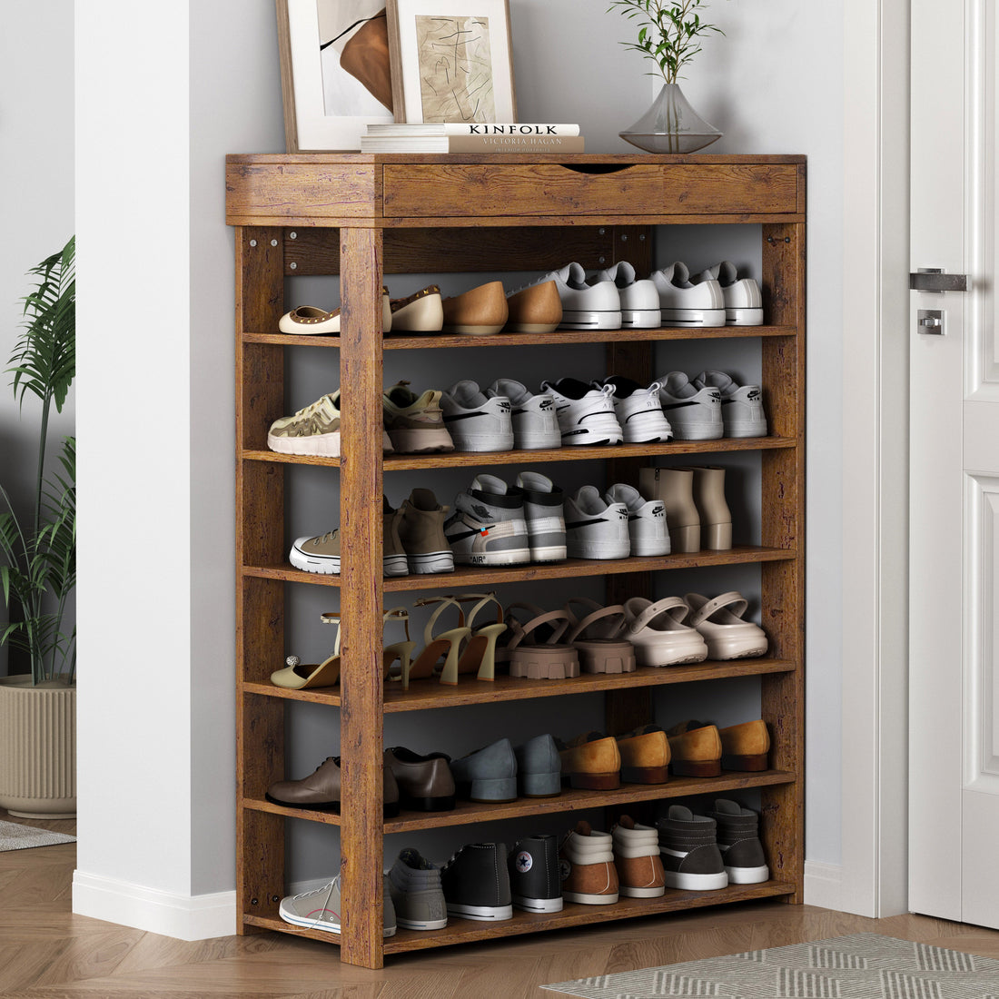Fiesta Schuhschrank mit 7 Ebenen und Oberschrank