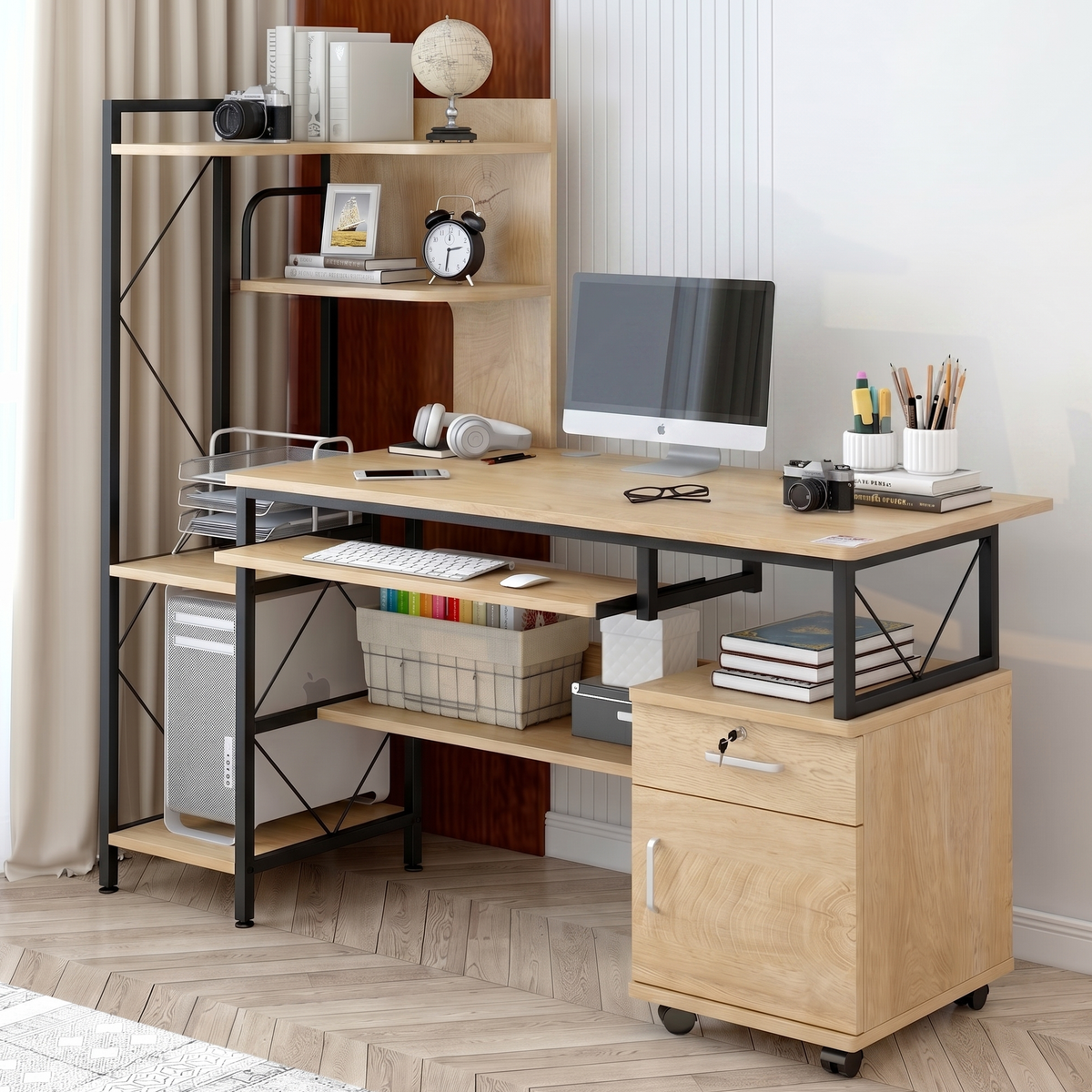 Prime Schreibtisch mit Regal, Schrank und Schublade – Bild 6