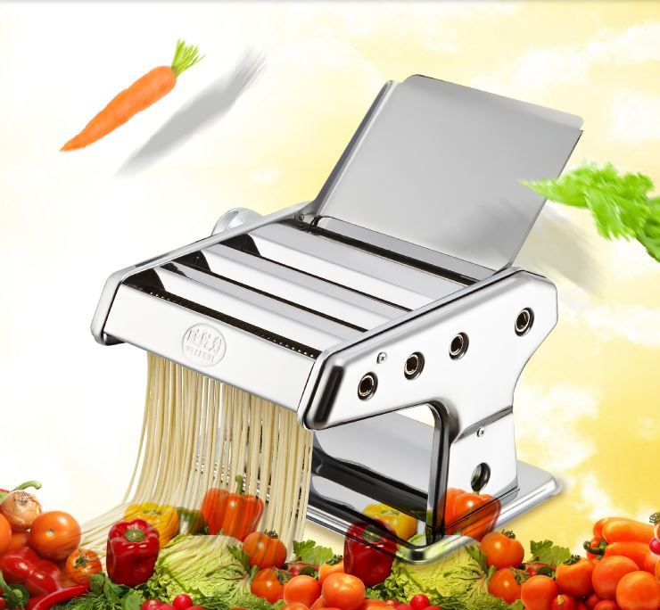 Pasta- und Nudelmaschine aus Edelstahl mit Tischklemme – Bild 4