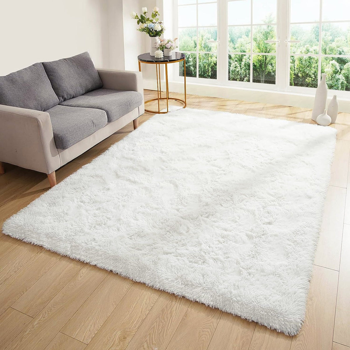 Weicher Hochflor-Teppich in Creme, 160 x 230 cm – Bild 3
