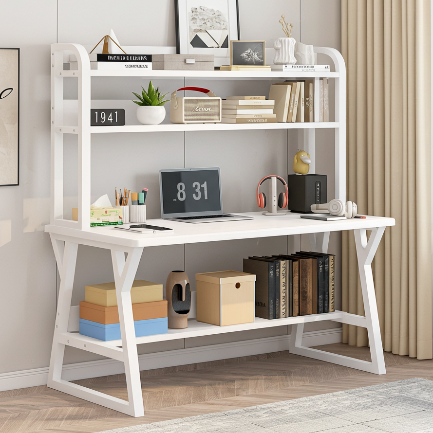 Aspire Schreibtisch mit Bücherregal in Weiß, 120 cm – Bild 4