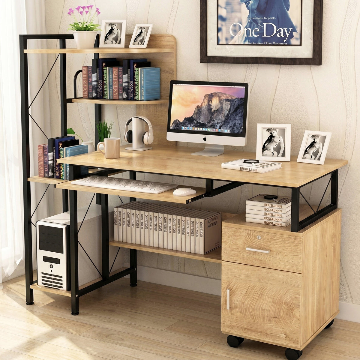 Prime Schreibtisch mit Regal, Schrank und Schublade – Bild 3