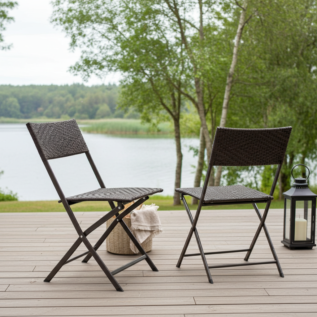 2er-Set Klappstühle aus wetterfestem Polyrattan – Bild 4