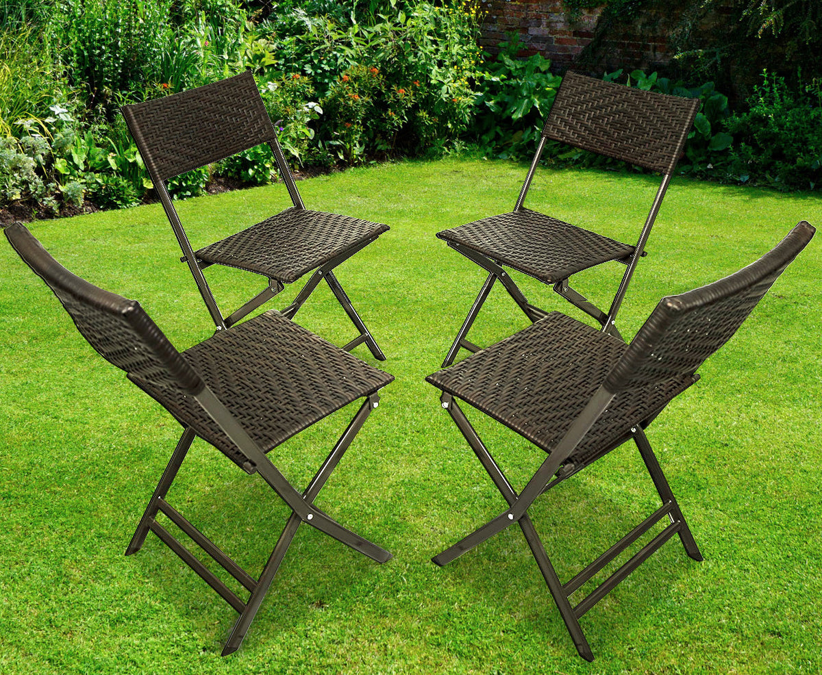 4er-Set Klappstühle aus wetterfestem Polyrattan – Bild 4