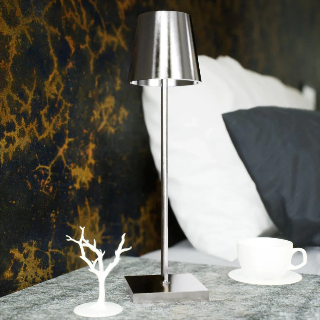 Kabellose Touch-Tischleuchte aus Metall in Silber – Bild 3