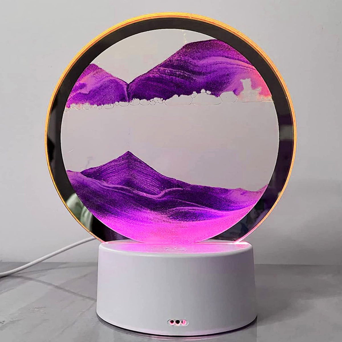 Sandbild-Tischleuchte mit RGB-Licht in Violett – Bild 2