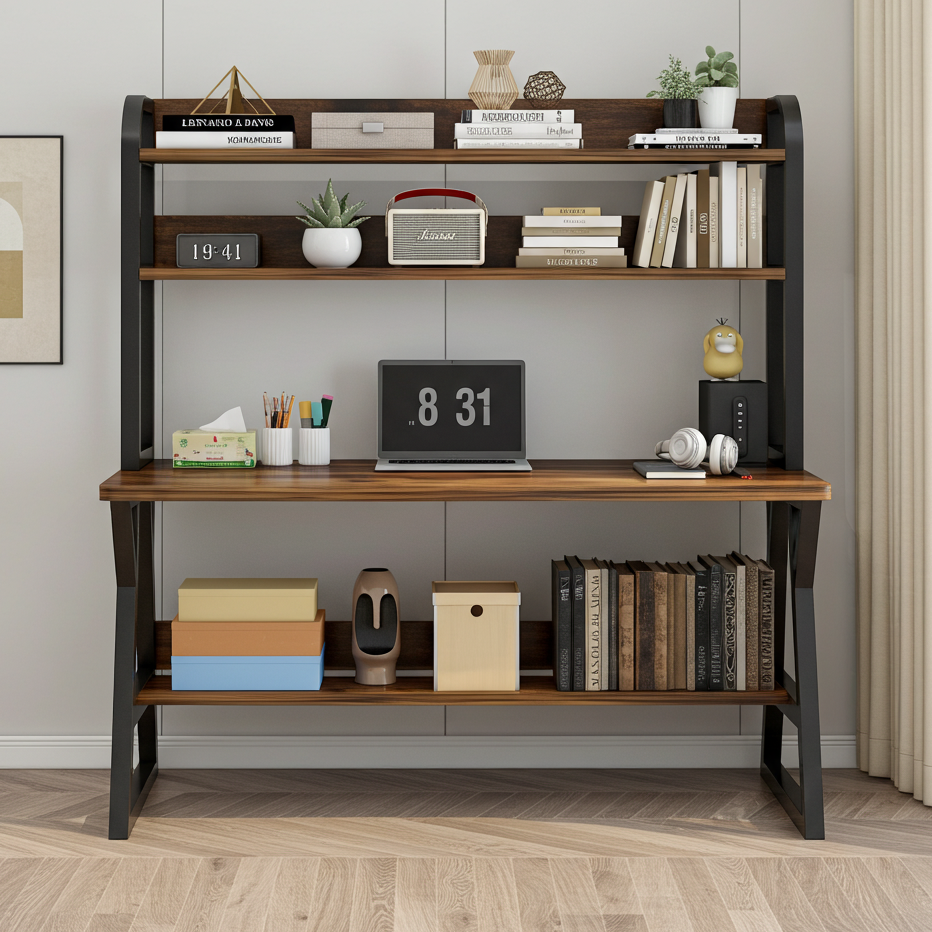 Aspire Schreibtisch mit Bücherregal, Holzoptik rustikal – Bild 3