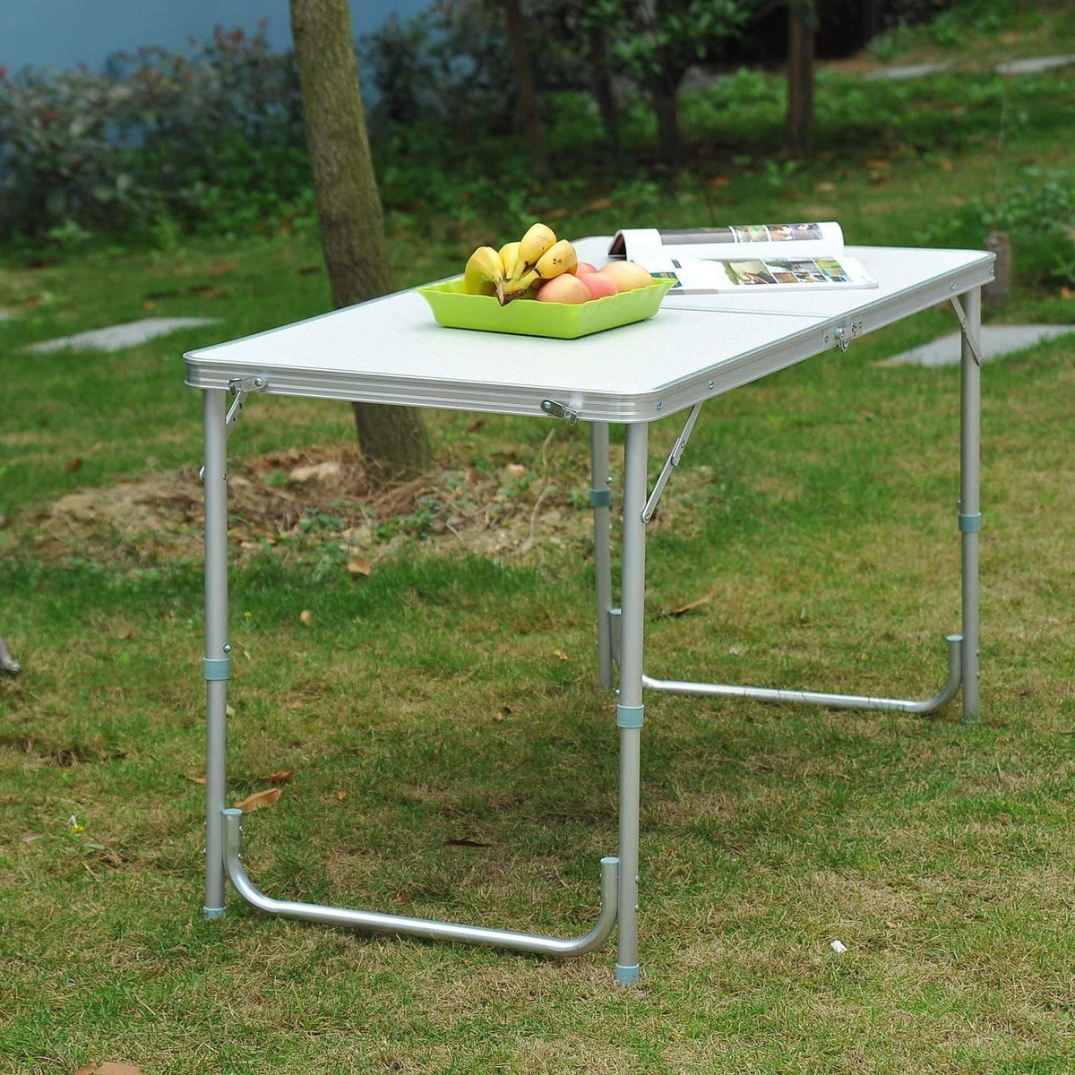 5-teiliges Klapptisch-Set mit vier Hockern, Weiß – Bild 2