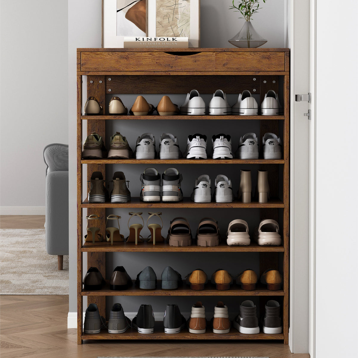 Fiesta Schuhschrank mit 7 Ebenen und Oberschrank – Bild 3