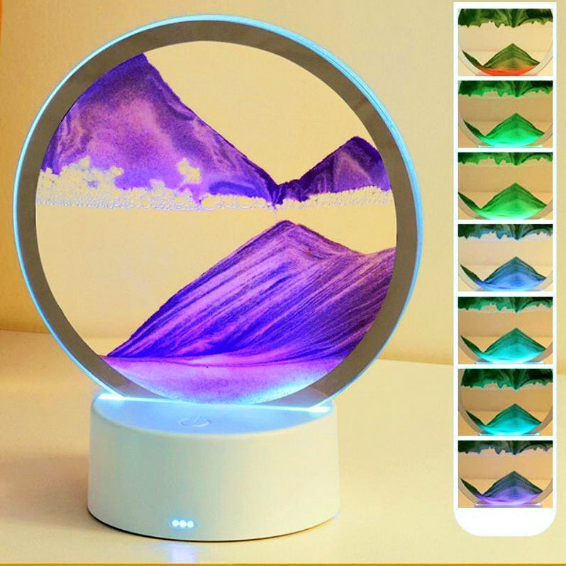 Sandbild-Tischleuchte mit RGB-Licht in Violett