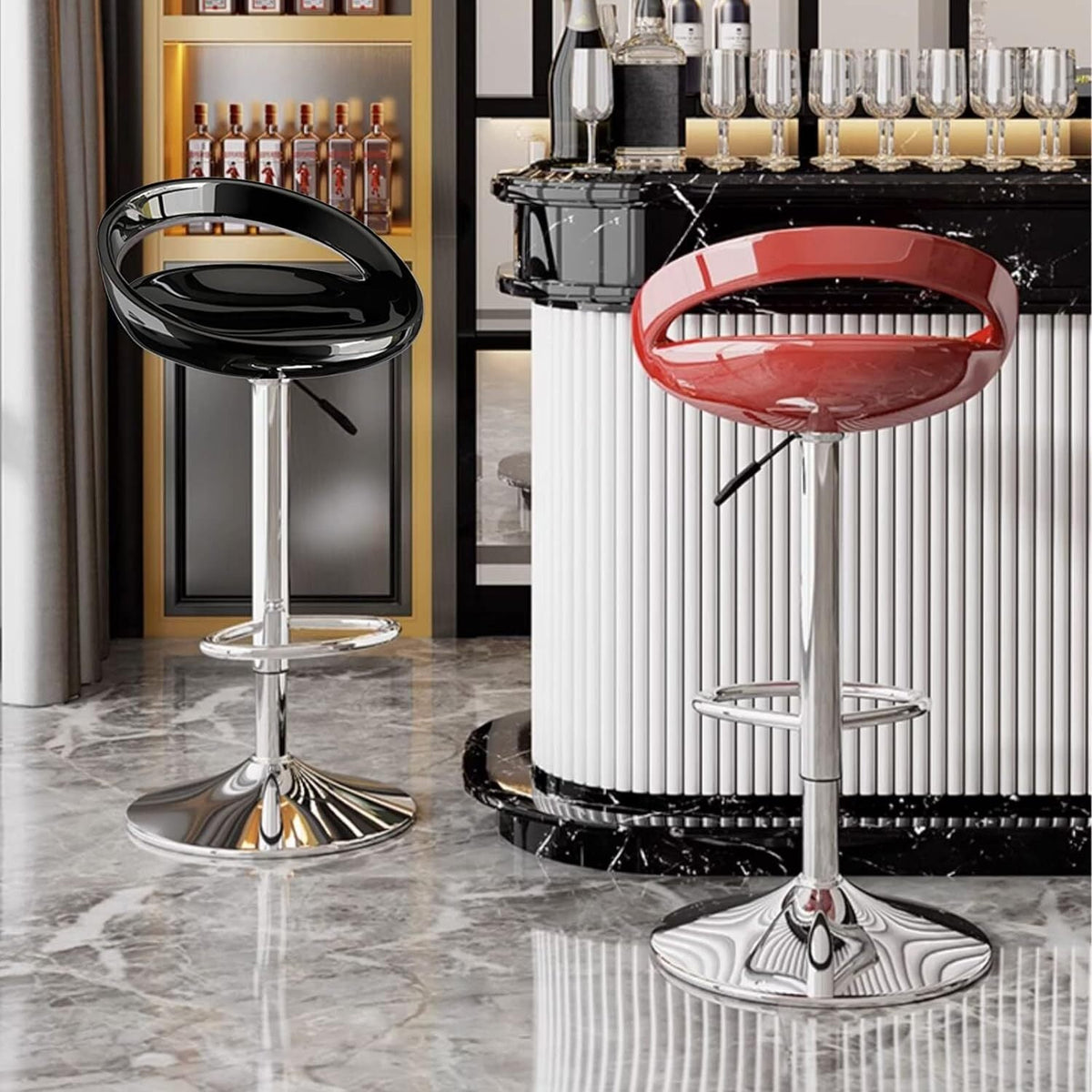 Barhocker Envy in Hochglanz-Optik, 2er-Set, Schwarz – Bild 2
