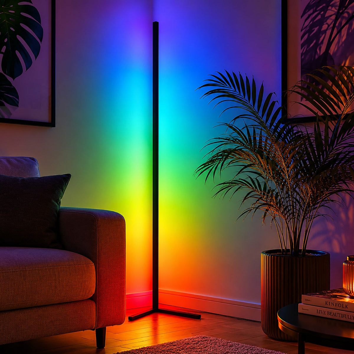 RGB-LED-Eckstehleuchte mit App- und Fernbedienung – Bild 3