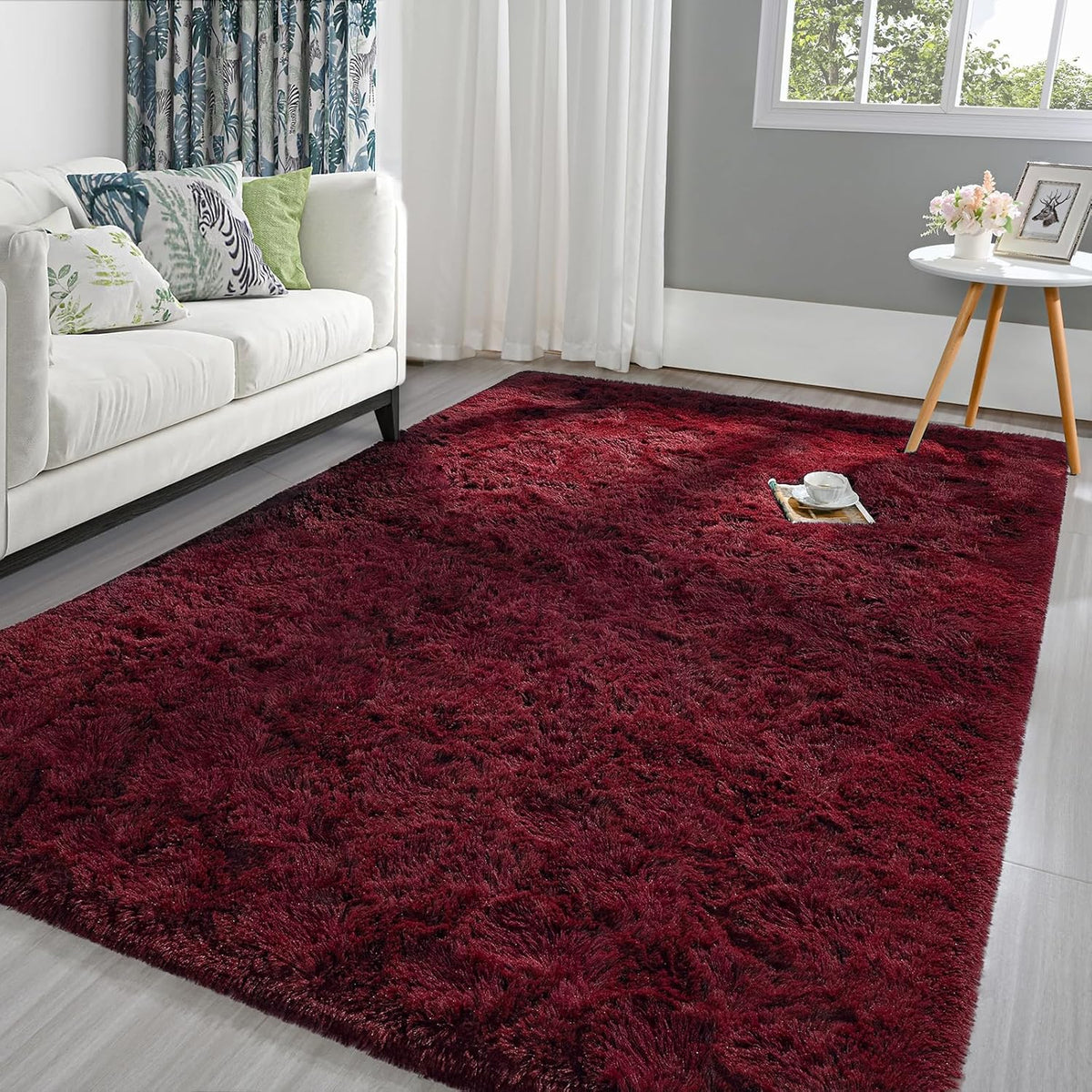 Weicher Hochflor-Teppich in Weinrot, 160 x 230 cm – Bild 3